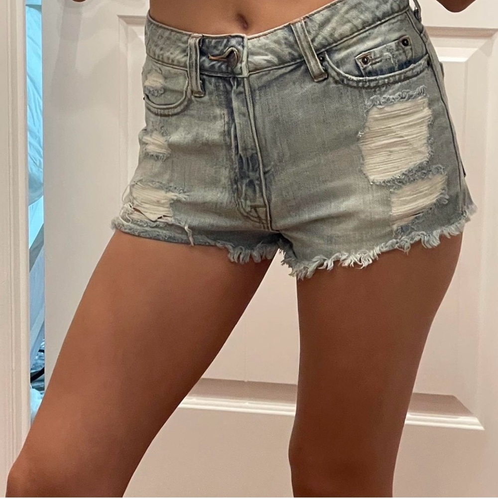 BDG Light Blue Distressed Jean Shorts